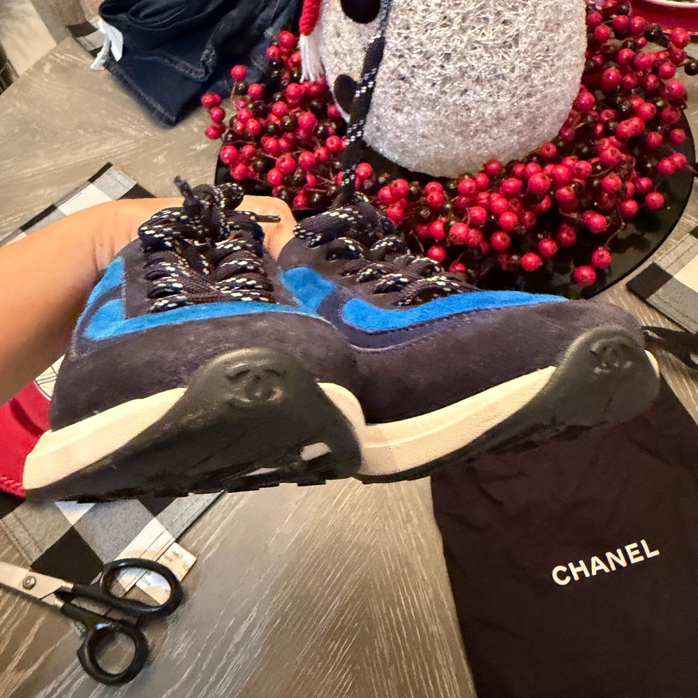 CHANEL Black and Blue Athletic Sneakers - Picture 11 of 13